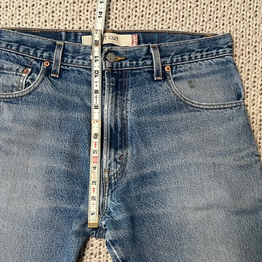 Y2K Levi's 517 Boot Cut Jeans Blue Made In USA Distressed Mens 34x32